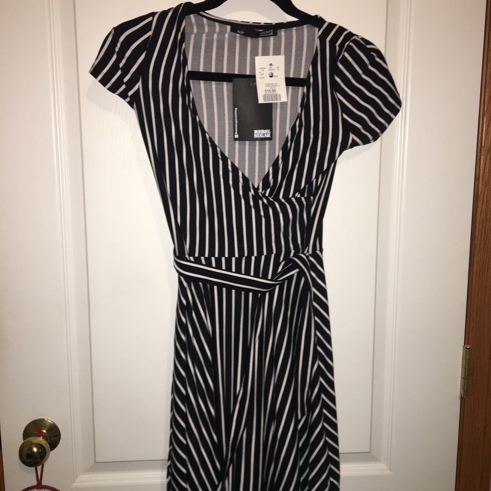 Black and white striped dress